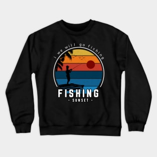 fishing sunset vintage Crewneck Sweatshirt